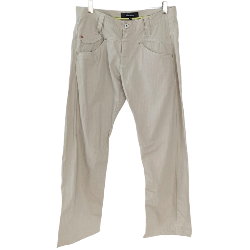 MATINIQUE straight wide leg cotton beige pants trousers size 31 B6